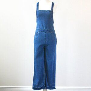Universal Thread Blue Bow Classic Cross back Feminine Wide-Leg Denim Overalls 0